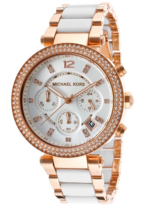 michael kors women's parker silver tone watch|Michael Kors parker chronograph.